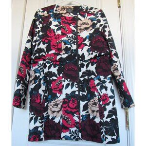 Adrianna Papell Floral Blazer Sz 10, Cotton, Full Zip. length 32in,